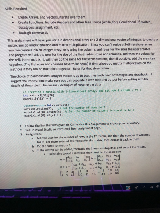 Solved Skills Required Create Arrays, and Vectors, iterate | Chegg.com