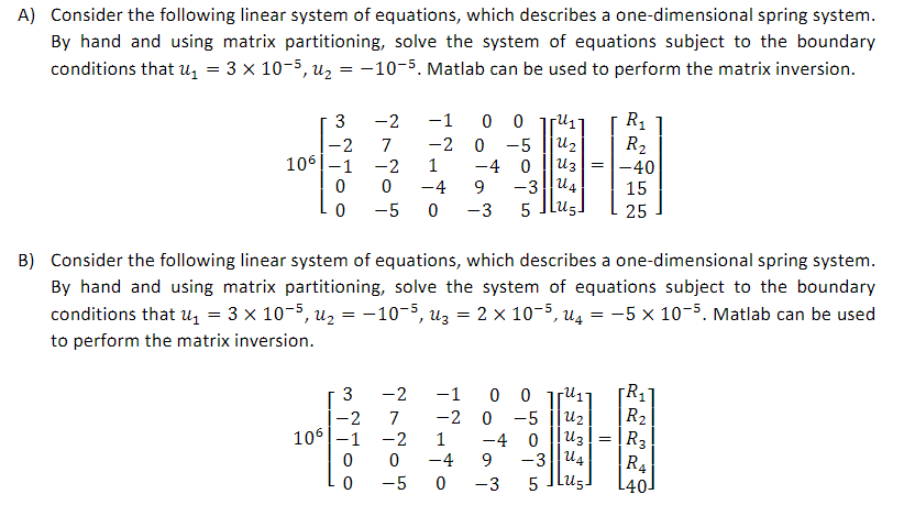 Solved A) Consider the following linear system of equations, | Chegg.com