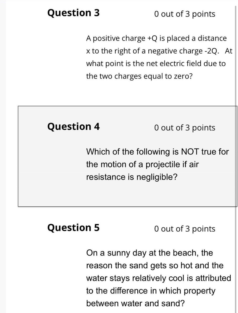 Solved Question 3 O Out Of 3 Points A Positive Charge Q Chegg Com