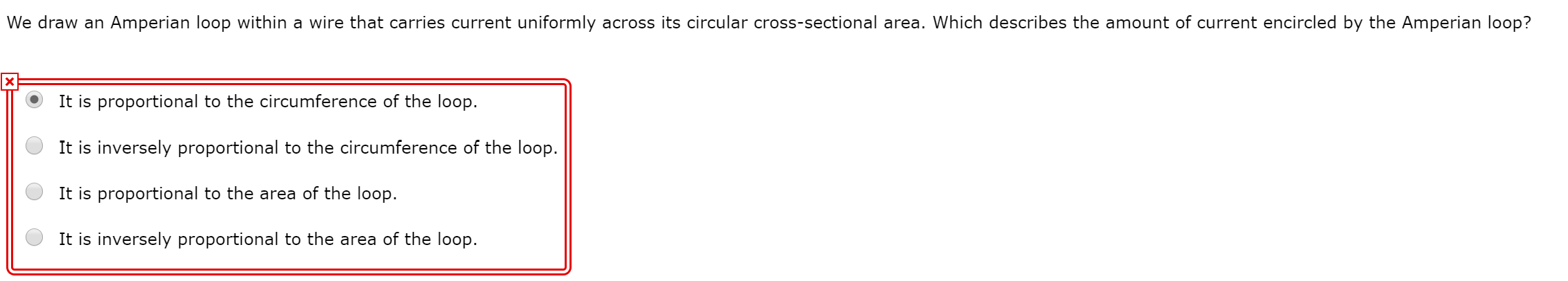 Solved We draw an Amperian loop within a wire that carries | Chegg.com