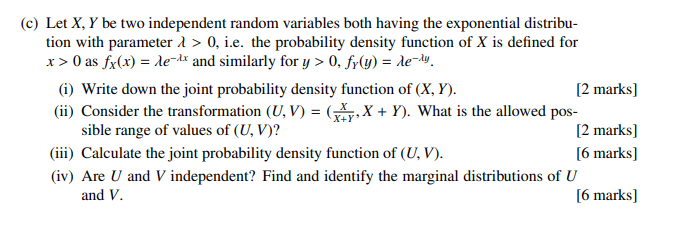 Solved (C) Let X, Y be two independent random variables both | Chegg.com