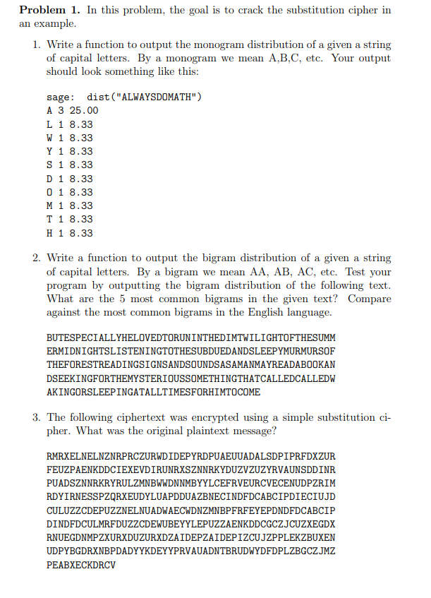 Problem 1. In this problem, the goal is to crack the | Chegg.com