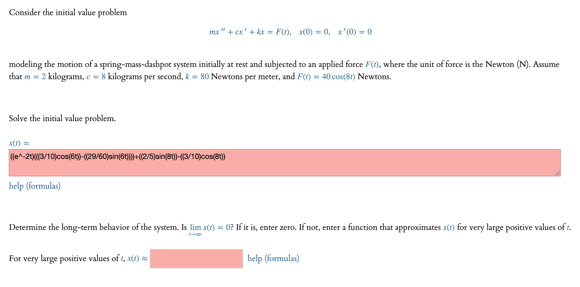 Solved Consider The Initial Value Problem Mx Cx Kx Chegg Com