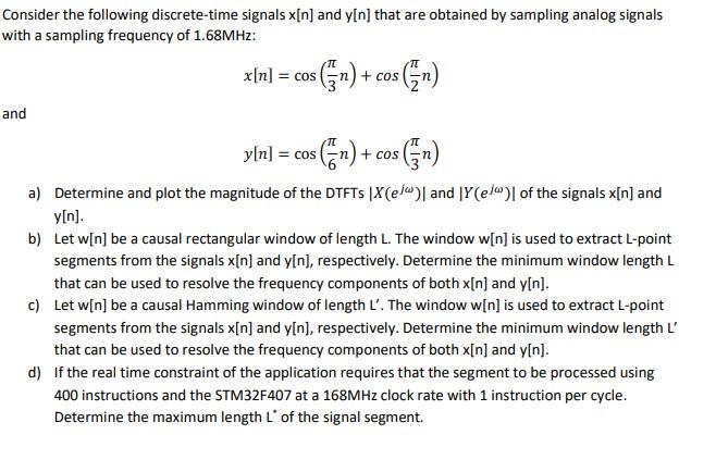 Solved Consider The Following Discrete Time Signals X N 8783