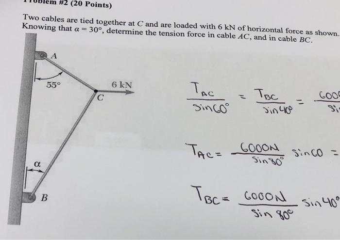 Solved r roblem #2 (20 Points) Two cables are tied together | Chegg.com