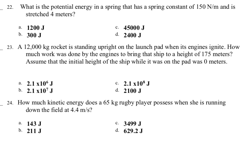 Solved 22. What is the potential energy in a spring that has | Chegg.com