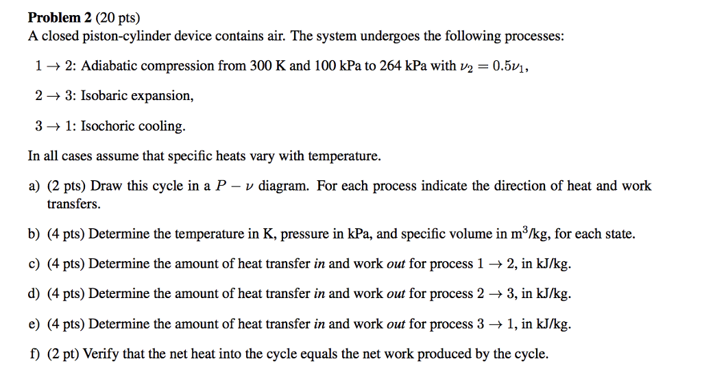 Solved Problem 2 (20 pts) A closed pistoncylinder device
