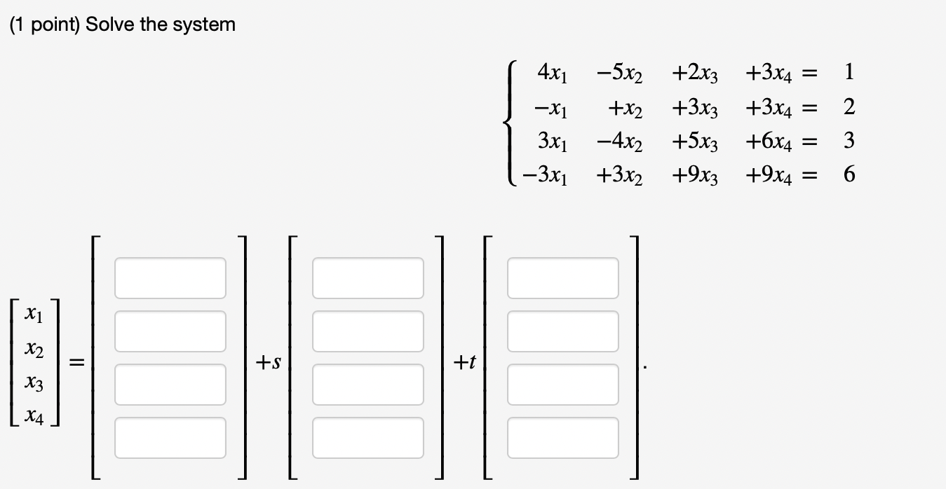 Solved (1 Point) Find The Set Of Solutions For The Linear | Chegg.com