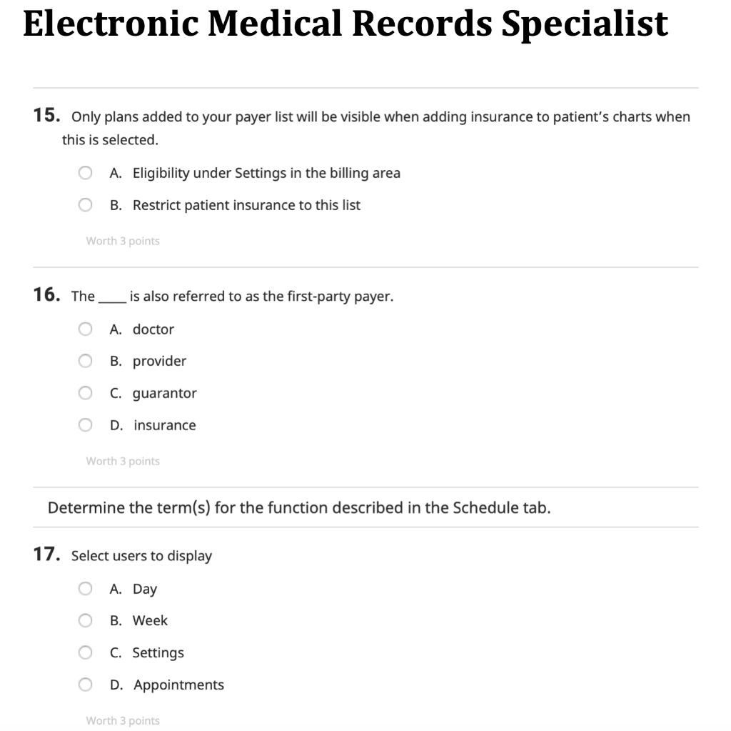 Electronic Medical Records Specialist 15. Only plans added to your payer list will be visible when adding insurance to patien