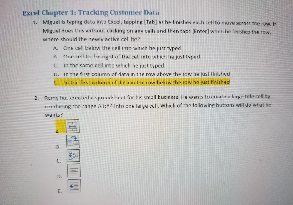 Solved Excel Chapter 1 Tracking Customer Data Miguel Typi