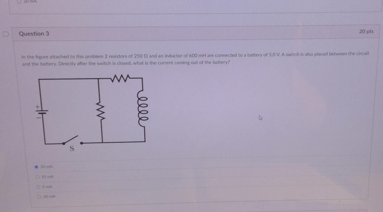 Solved 20 mA Question 3 20 pts In the figure attached to