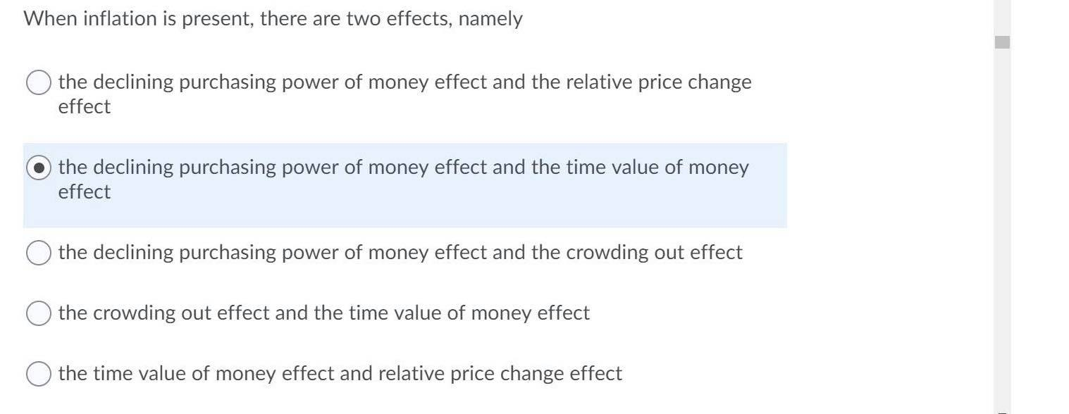 solved 2 inflation inflation is the decrease in the... Solved When inflation is present, there are two effects, | Chegg.com