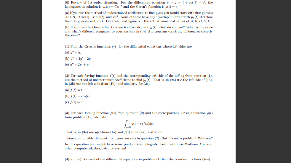 Solved 1c,2c,3c,4c Please 3c means use forcing function 2c | Chegg.com
