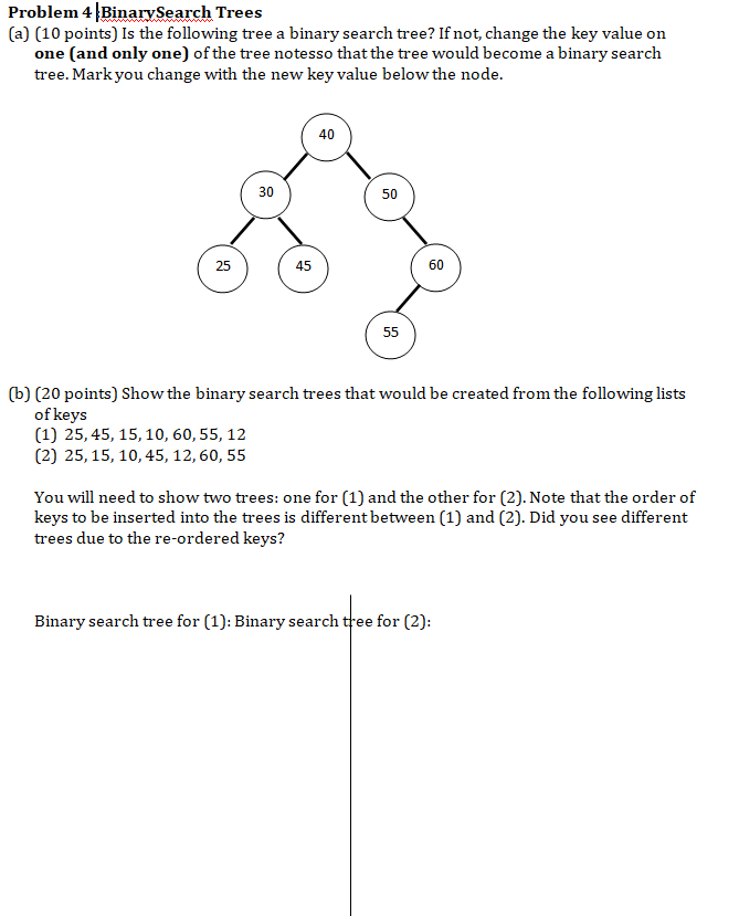 programming assignment 4 binary search trees