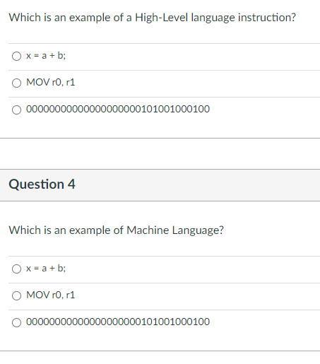 Solved Which Is An Example Of A High-Level Language | Chegg.com