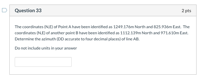 Solved The coordinates (N,E) of Point A have been identified | Chegg.com