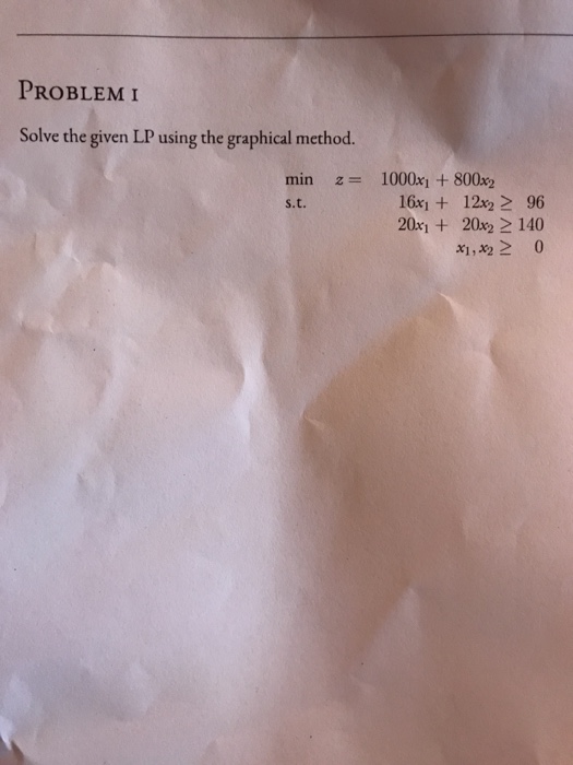 Solved PROBLEMI Solve the given LP using the graphical | Chegg.com