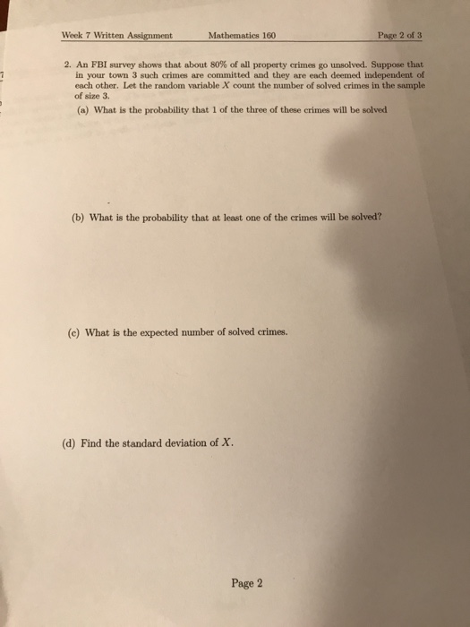 Solved Week 7 Written Assignment Mathematics 160 Page 2 of 3 | Chegg.com