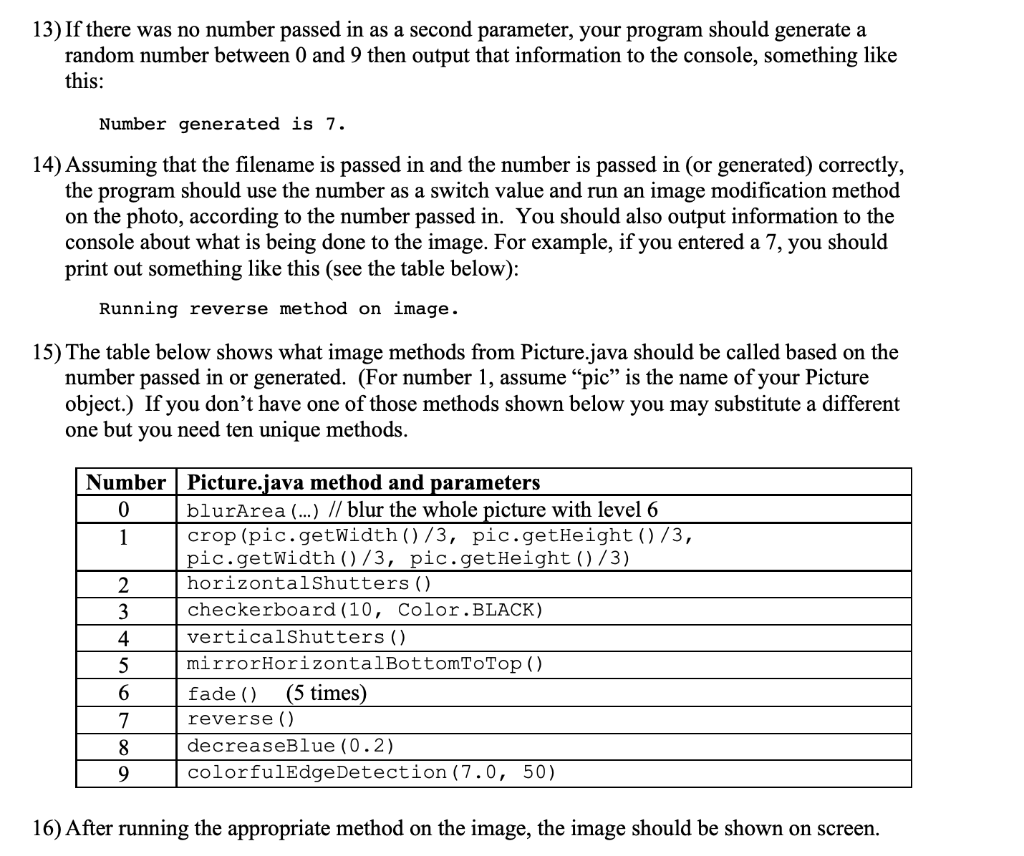 Part E: Picture Roulette 10) Create a new java | Chegg.com