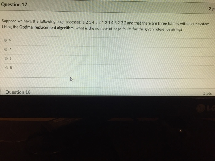 Solved Question 17 2 p Suppose we have the following page | Chegg.com