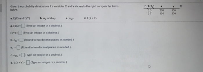 Solved given the probability distributions for variables X | Chegg.com