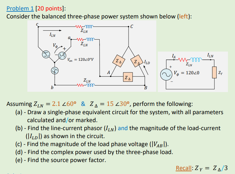 Solved Problem 1 (20 points]: Consider the balanced | Chegg.com
