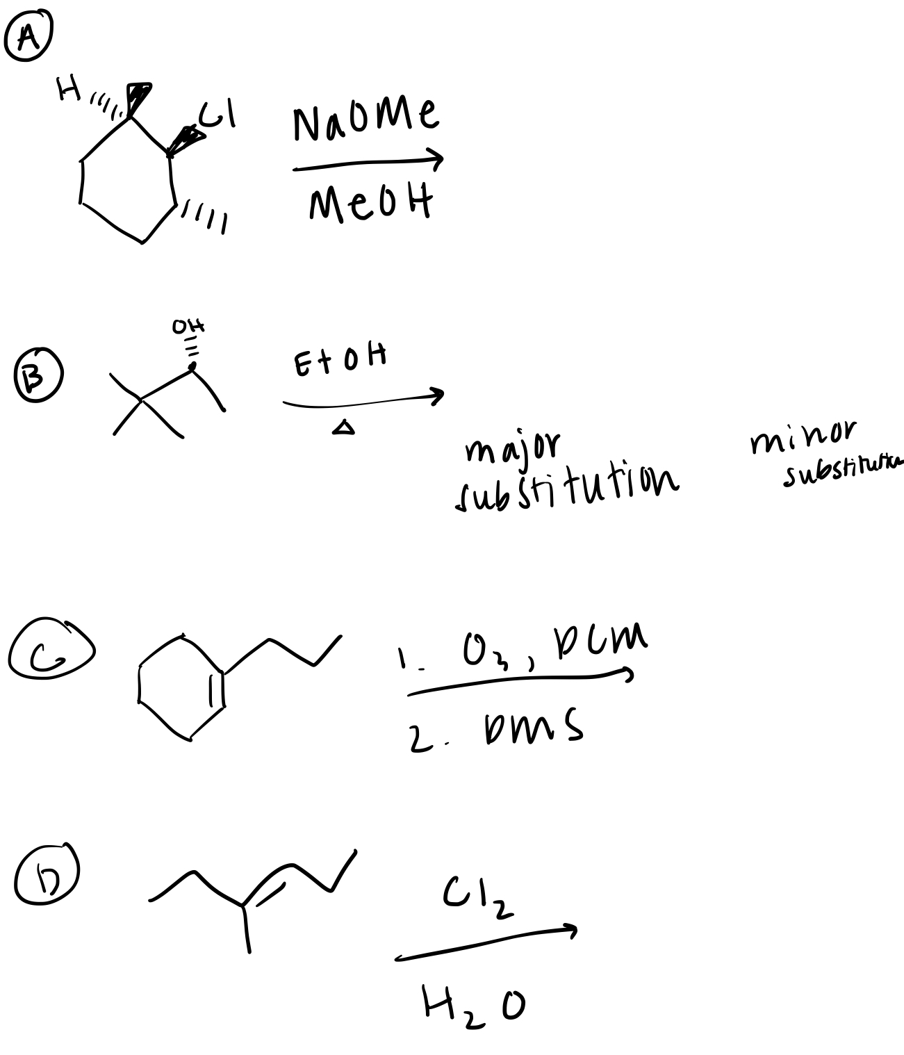 Solved (B) Major Substitution (c) (b) | Chegg.com