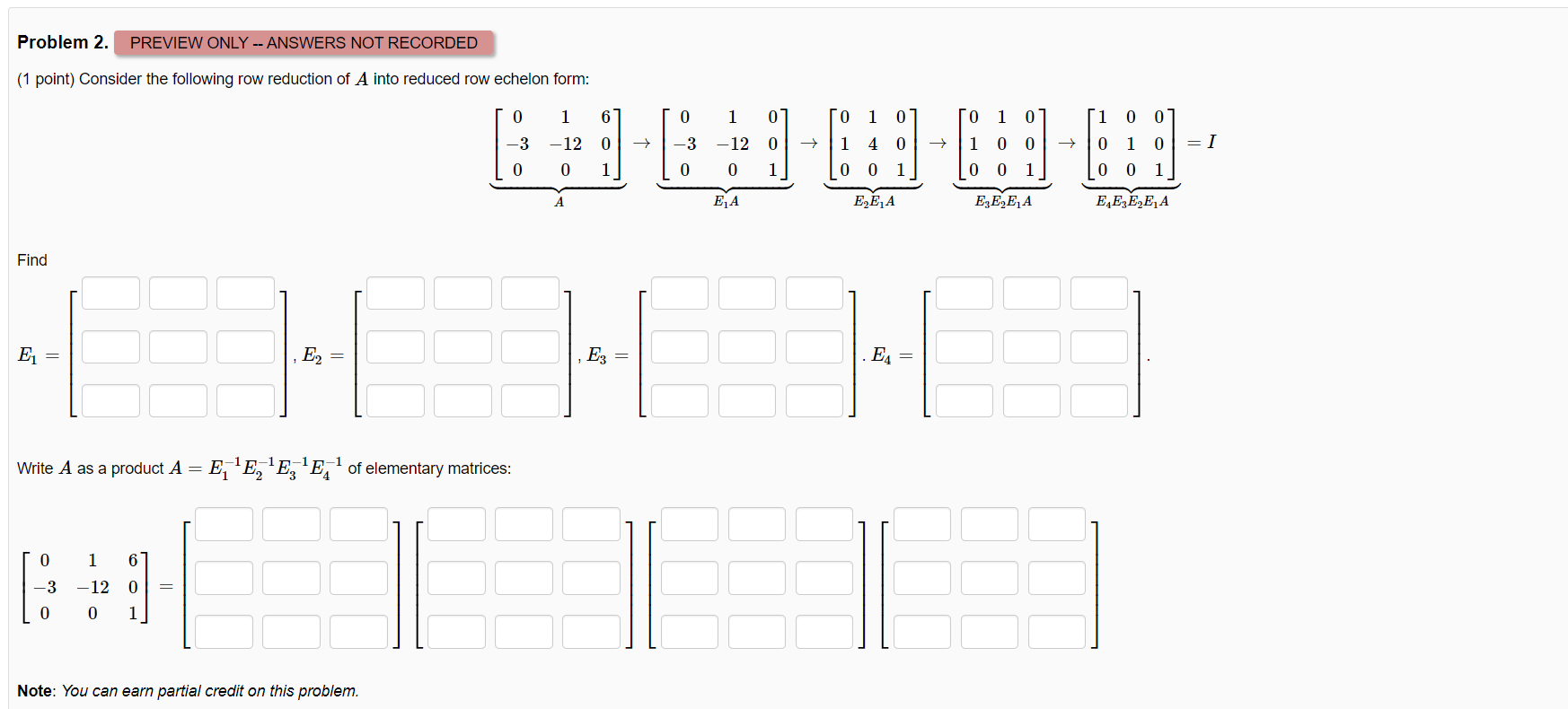 Solved Problem 2. PREVIEW ONLY -- ANSWERS NOT RECORDED (1 | Chegg.com