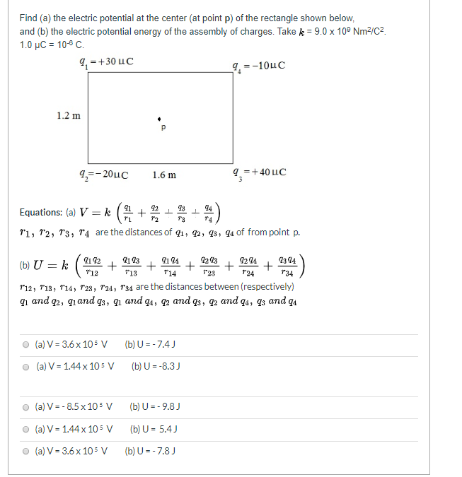 Solved Find (a) the electric potential at the center (at | Chegg.com