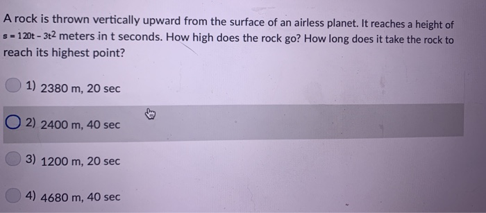 Solved A rock is thrown vertically upward from the surface | Chegg.com