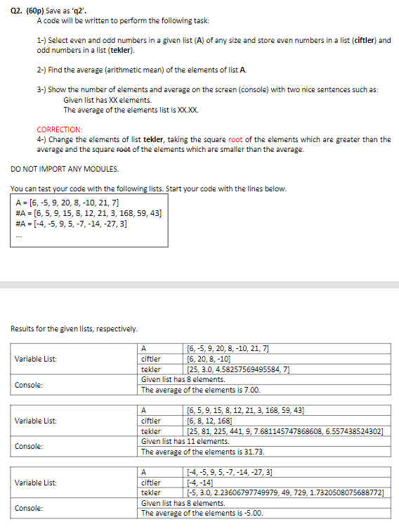 Solved Q2. (60p) Save As ' Q2 '. A Code Will Be Written To 