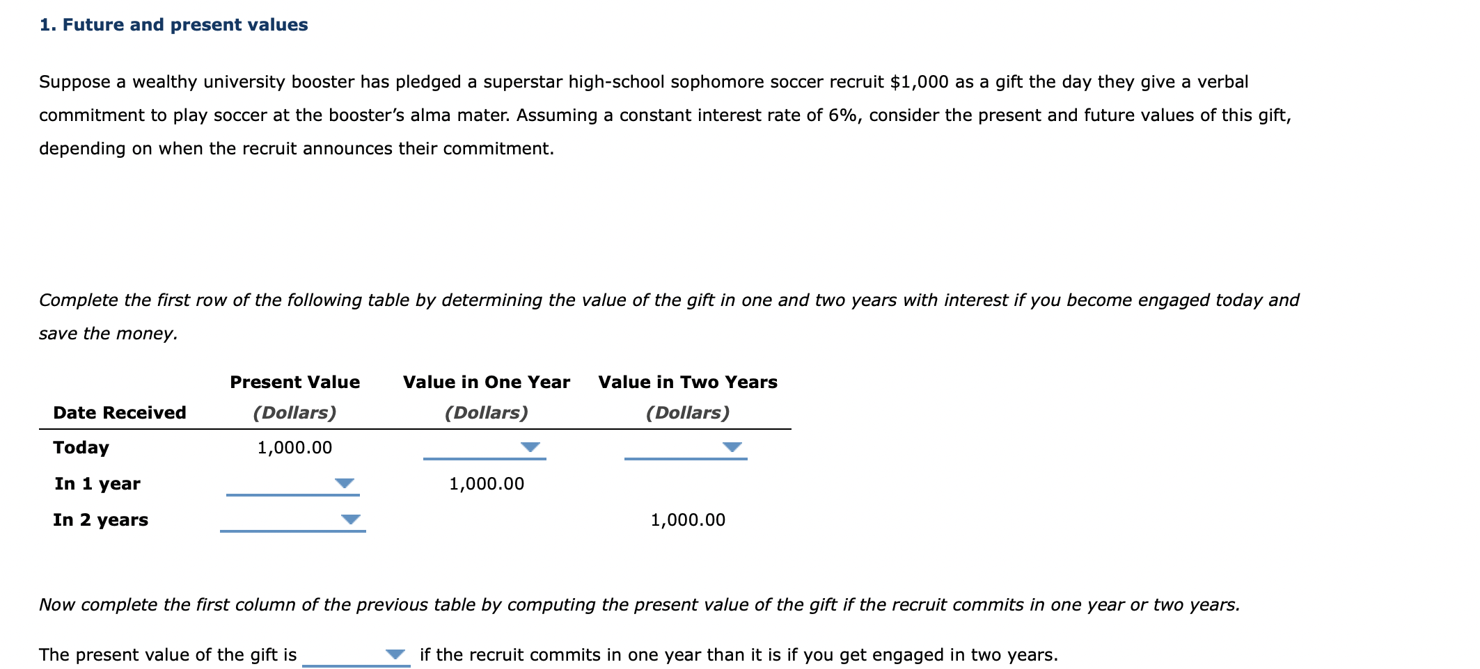 Solved 1. Future and present values Suppose a wealthy | Chegg.com