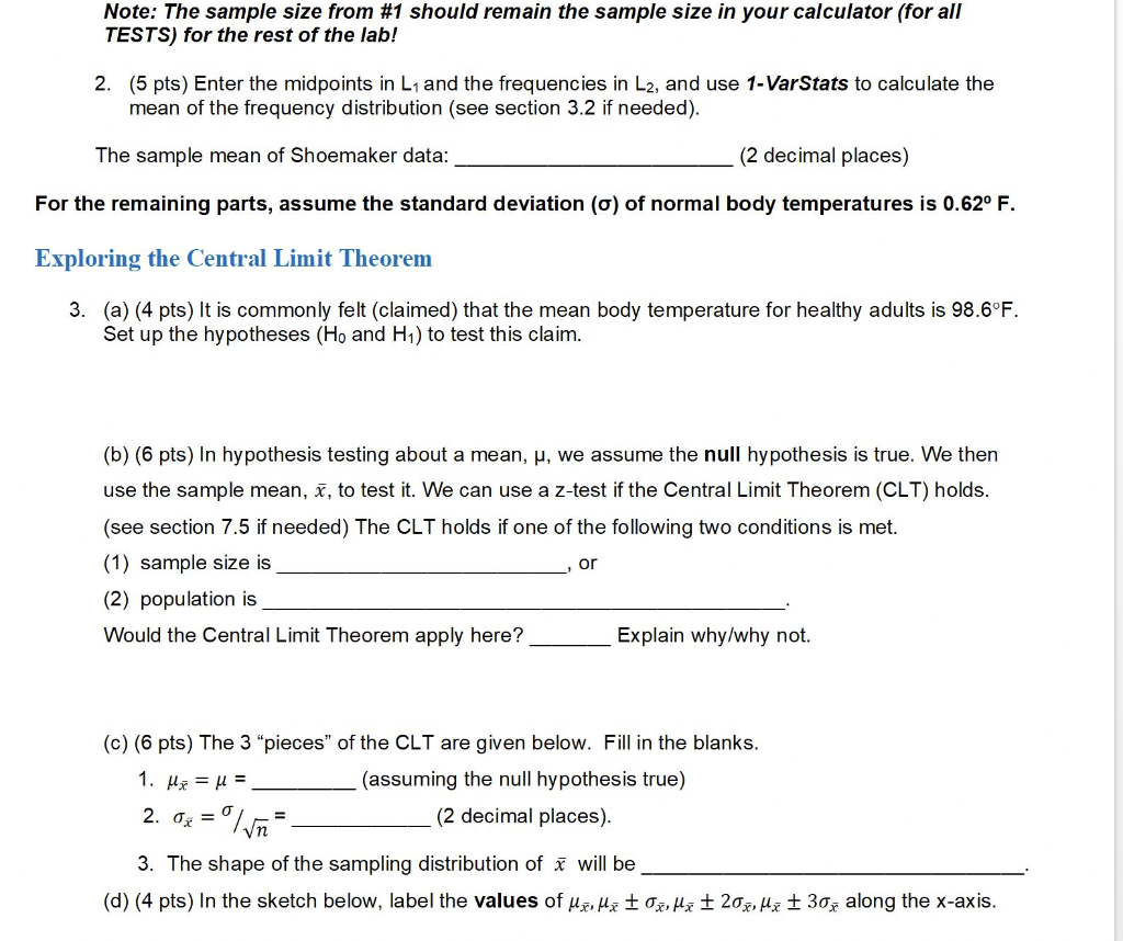 Solved Note The Sample Size From 1 Should Remain The Chegg Com