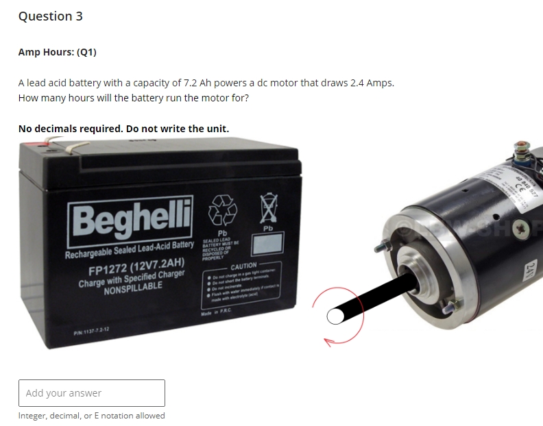 Solved Question 3Amp Hours (Q1)A lead acid battery with a