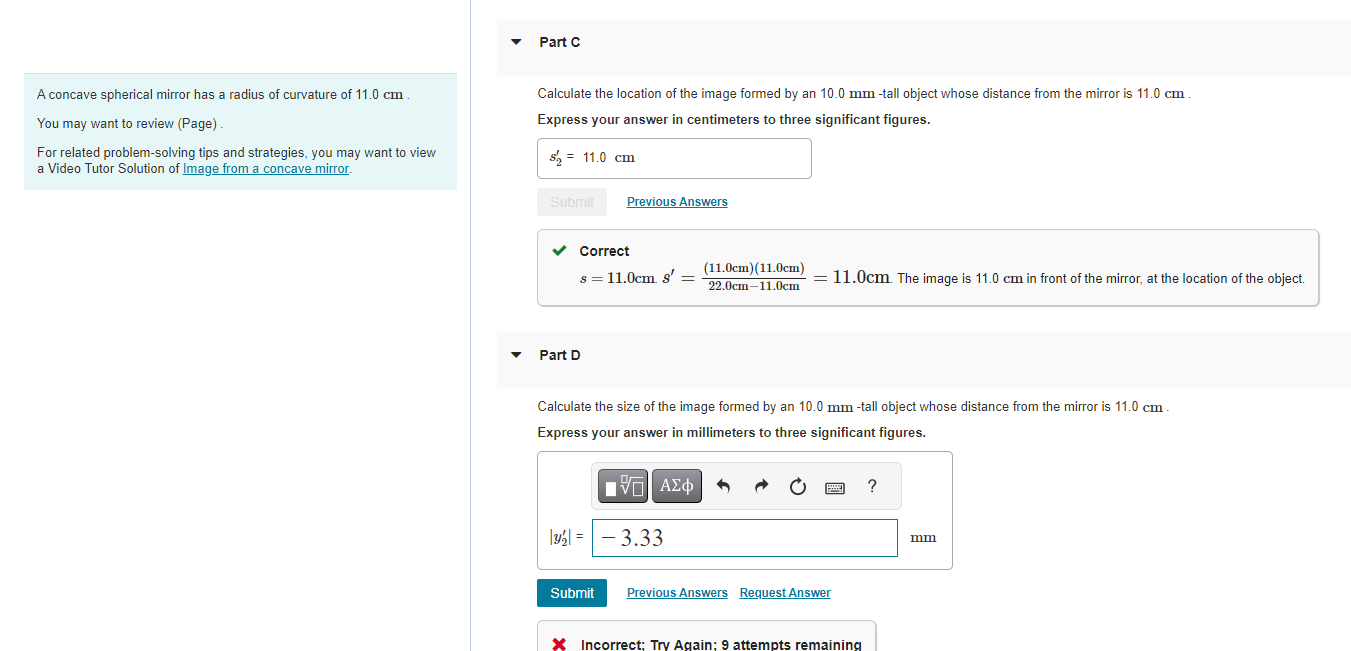 Solved Calculate the location of the image formed by an 10.0 | Chegg.com