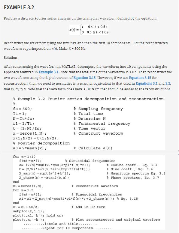 Solved Figure 3.7 shows the original triangular waveform | Chegg.com