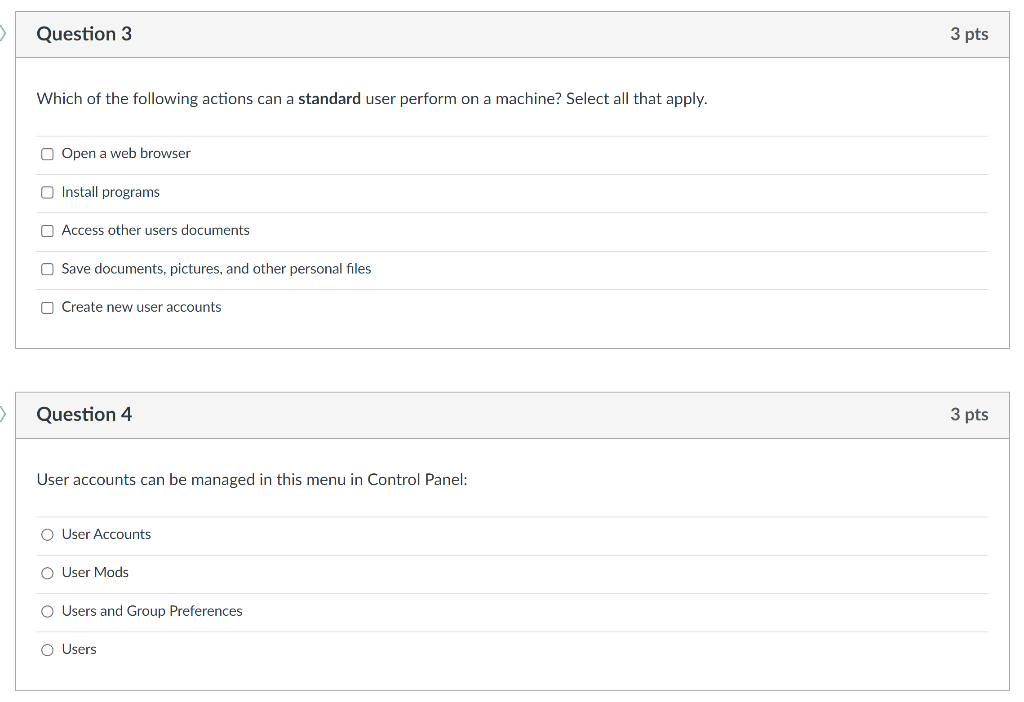 Solved Question 3 3 pts Which of the following actions can a | Chegg.com