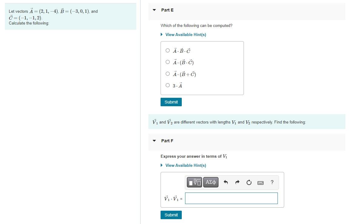 Solved Let vectors A=(2,1,−4),B=(−3,0,1), and C=(−1,−1,2). | Chegg.com