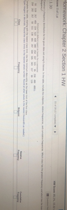 Solved Homework: Chapter 2 Section 1 HW core: 0 of 1 pt Hw | Chegg.com