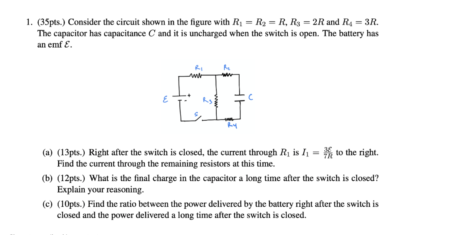 Solved 1. (35pts.) Consider the circuit shown in the figure | Chegg.com