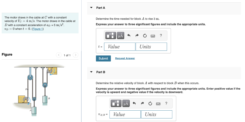 Solved The motor draws in the cable at C with a constant