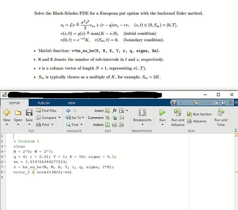 Matlab problem. Below is the Matlab test code to be | Chegg.com