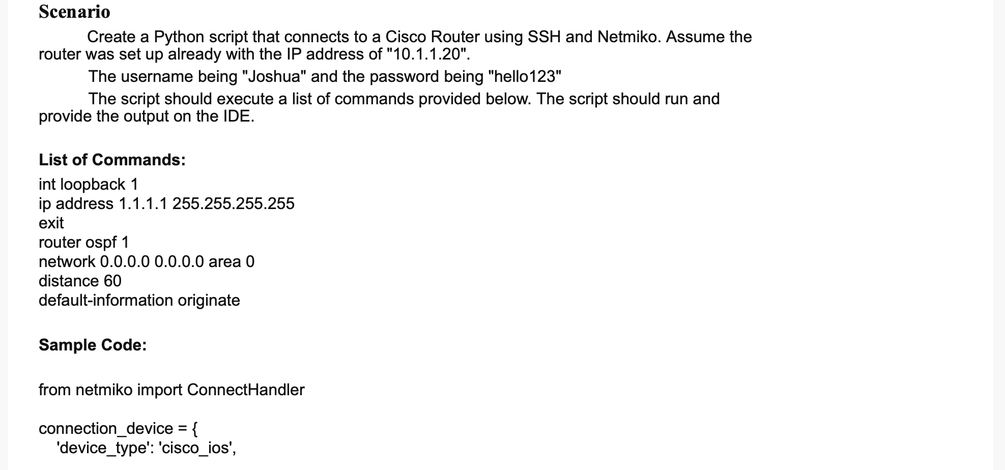 Solved Scenario Create a Python script that connects to a | Chegg.com