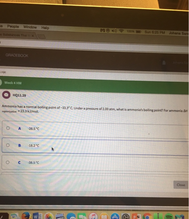 Solved Ammonia has a normal boiling point of 33.3 degree C.
