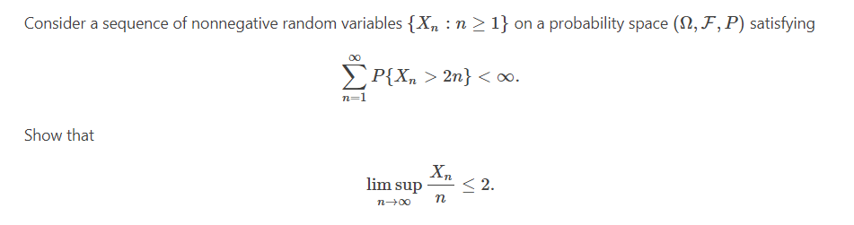 Solved Consider a sequence of nonnegative random variables | Chegg.com