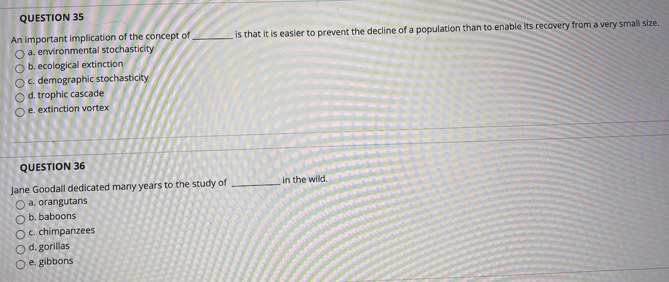 Solved QUESTION 33 "Population bottleneck" and "founder