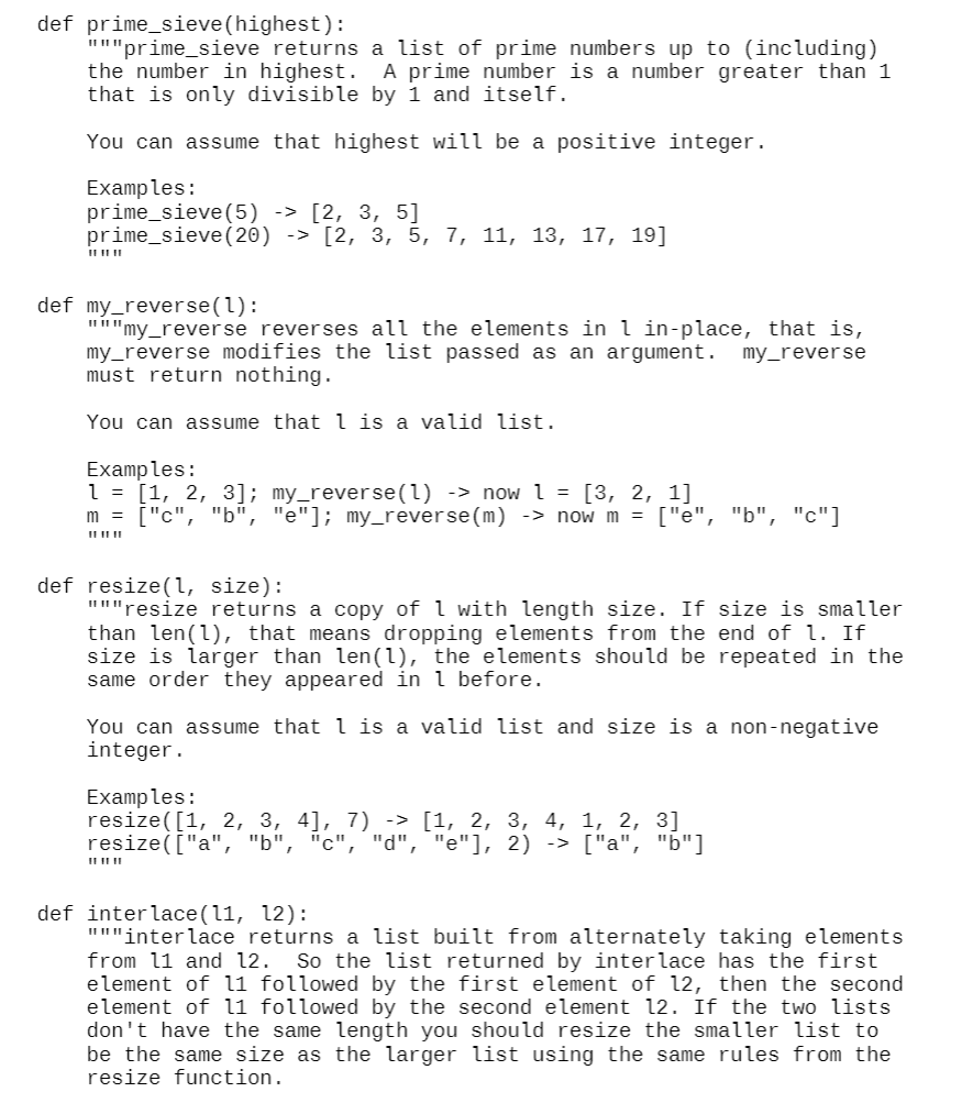 Solved For this assignment you will create more functions | Chegg.com