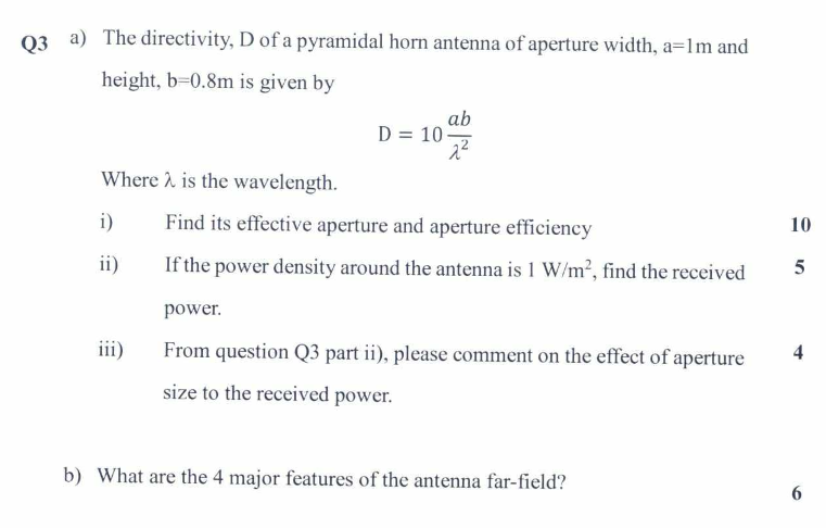 Solved Q3 a) The directivity, D of a pyramidal horn antenna | Chegg.com