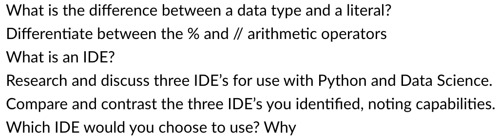 Solved What is the difference between a data type and a | Chegg.com