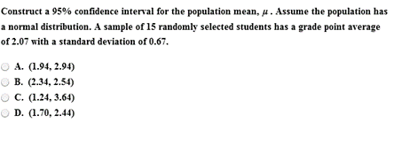 Solved Construct a 95% confidence interval for the | Chegg.com
